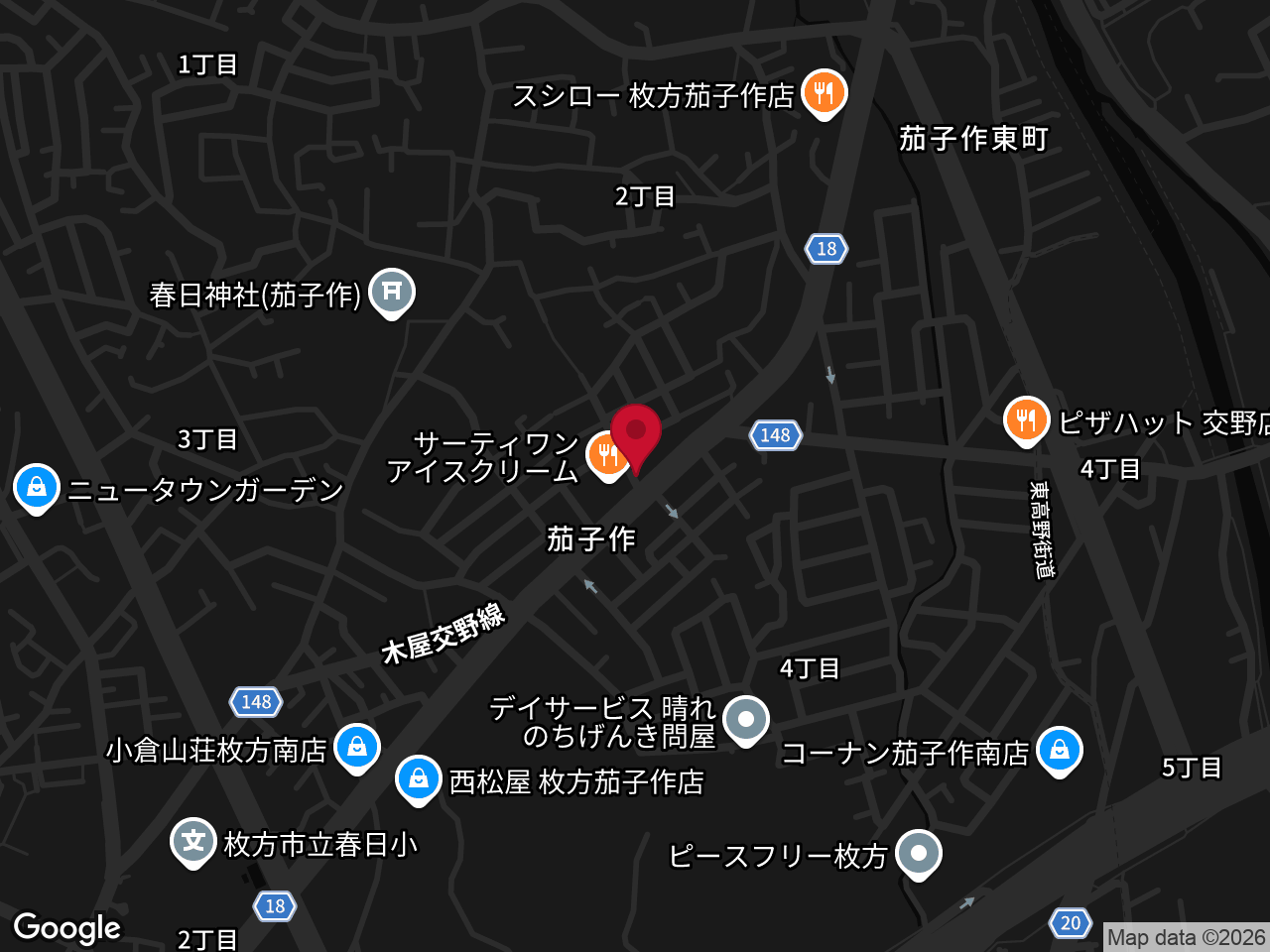枚方店の周辺地図