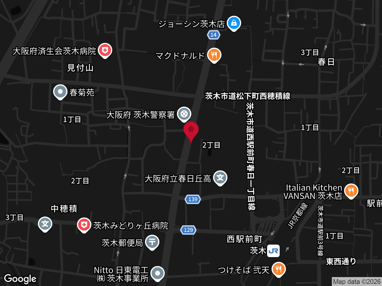 茨木店の周辺地図